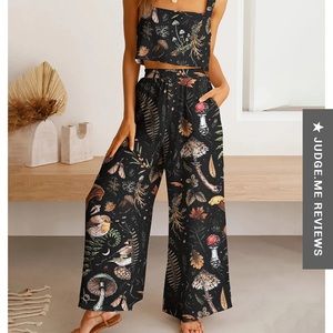 Mushrooms Fairyland Forest Printed Two Pieces Casual Set